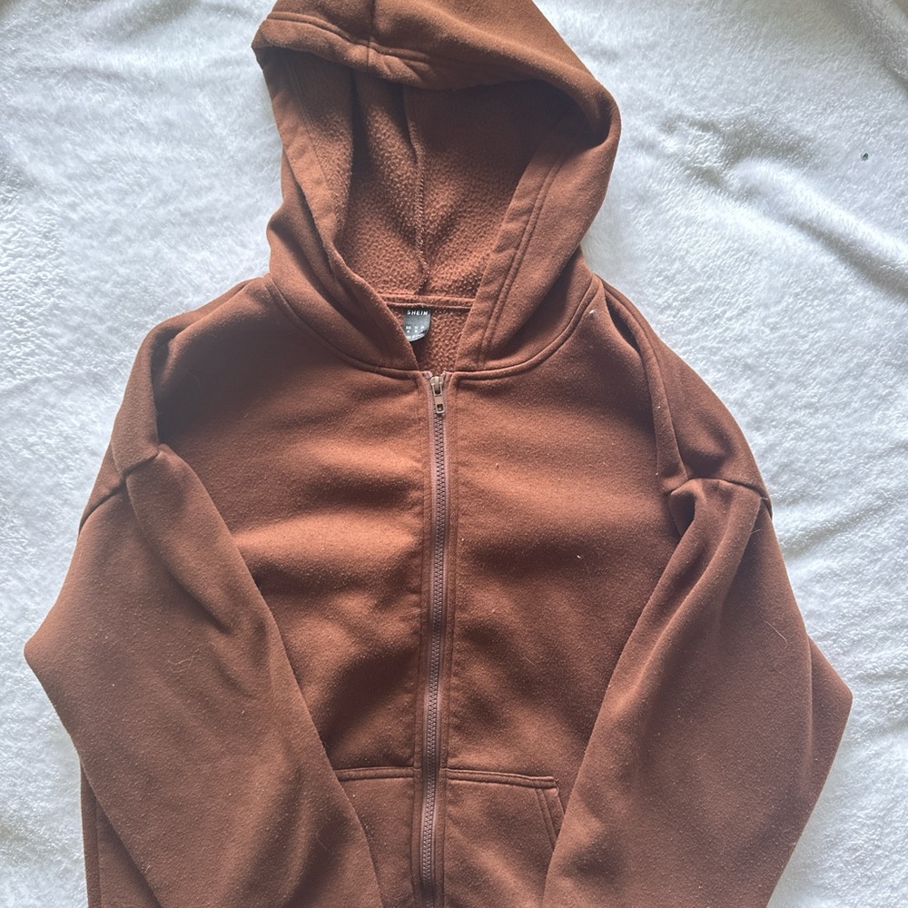 SHEIN brown zip up hoodie